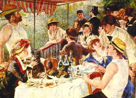 Out by Ten is casual and festive, like this group toasting and laughing at Renoir's Boating Party.